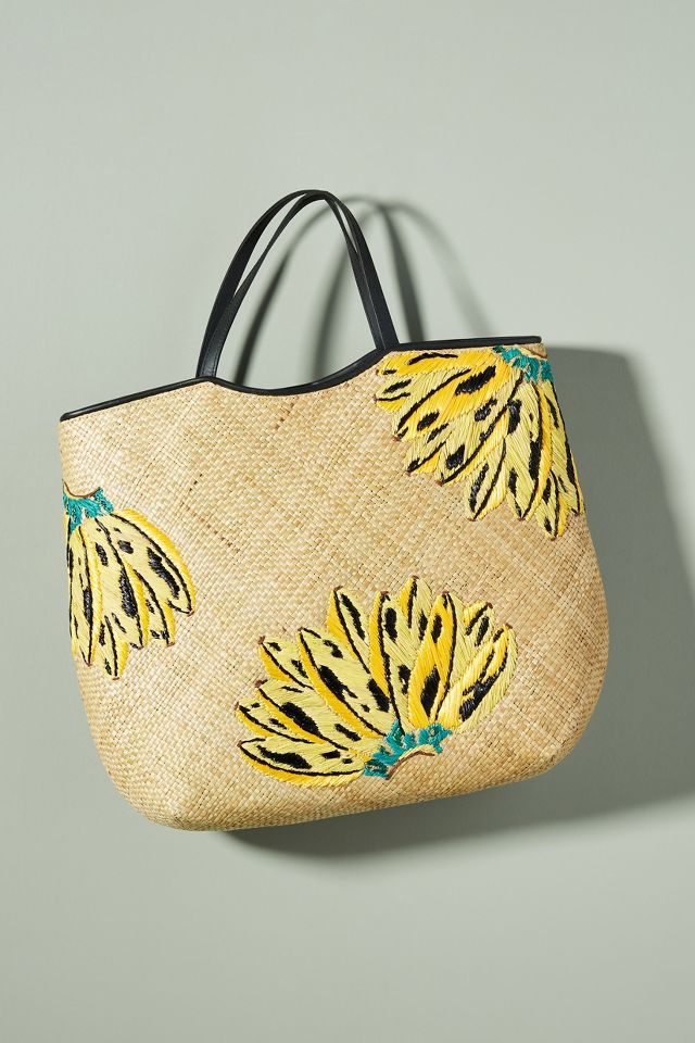 Aranaz Banana Embroidered Tote Bag