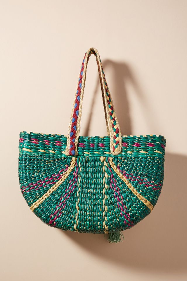 Braided Straw Tote Bag #1