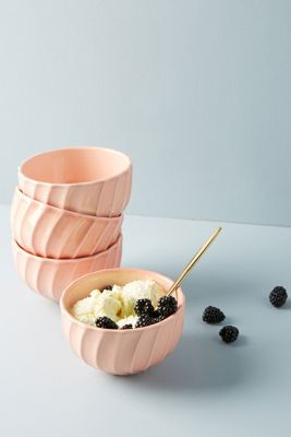Swirled Latte Cereal Bowls, Set of 4