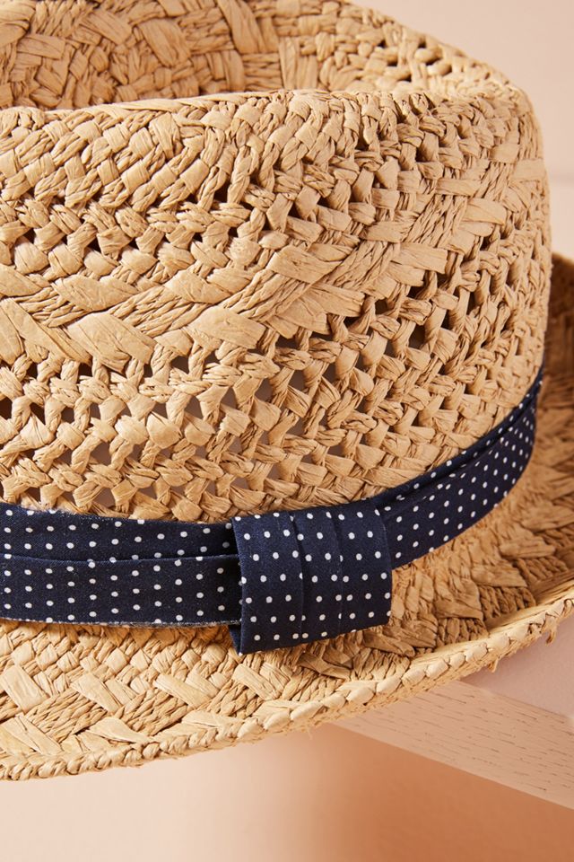 Anthropologie Polka Dot Trimmed Fedora Hat display picture 2