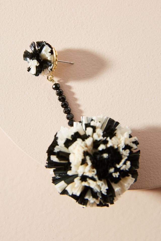 Raffia Pom Drop Earrings #1