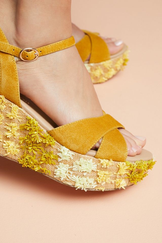 Anthropologie Floral-Embellished Wedge Sandals #2