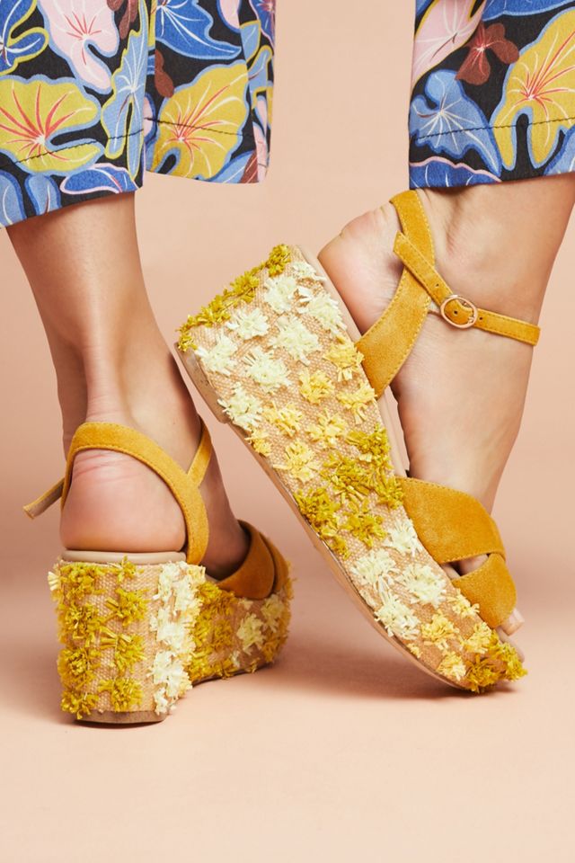 Anthropologie Floral-Embellished Wedge Sandals #3