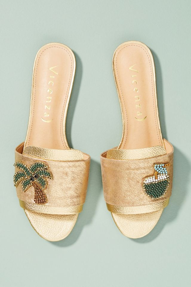 Vicenza Metallic Palm Slide Sandals #1