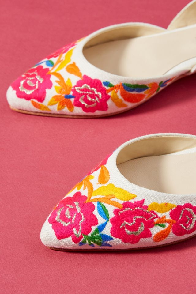 Anthropologie Embroidered D'Orsay Flats #2