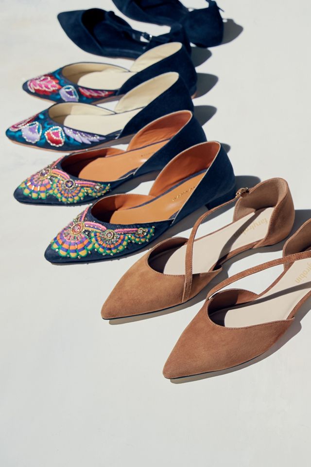 Anthropologie Garden Embroidered D'Orsay Flats #4