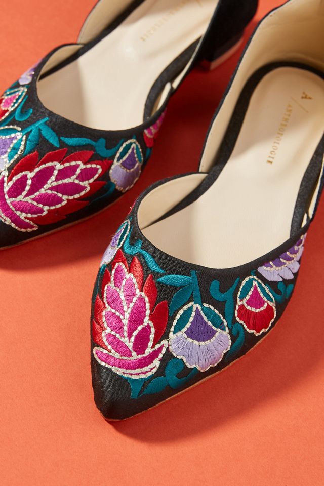 Anthropologie Garden Embroidered D'Orsay Flats #2
