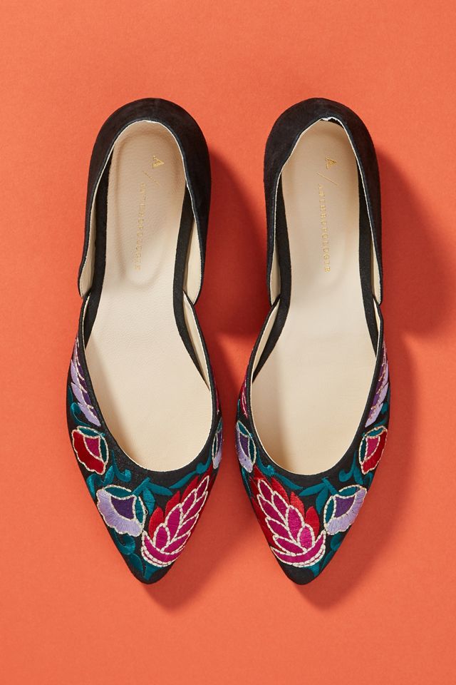 Anthropologie Garden Embroidered D'Orsay Flats #1