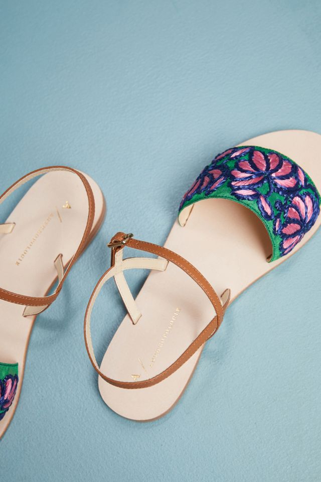 Anthropologie Bright Floral Sandals #3