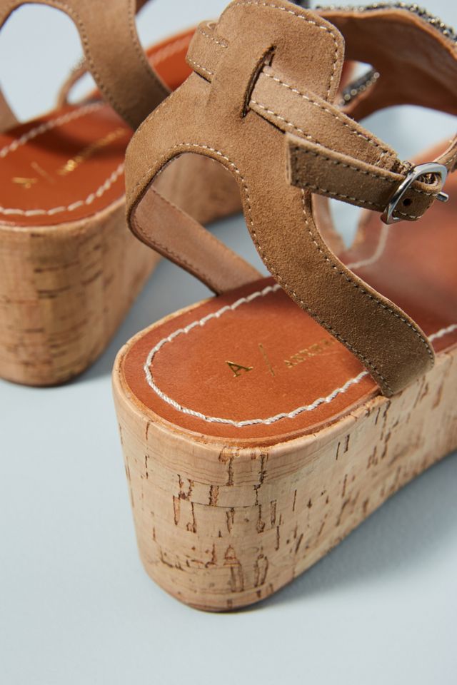 Anthropologie Beaded Cork Platform Sandals #3