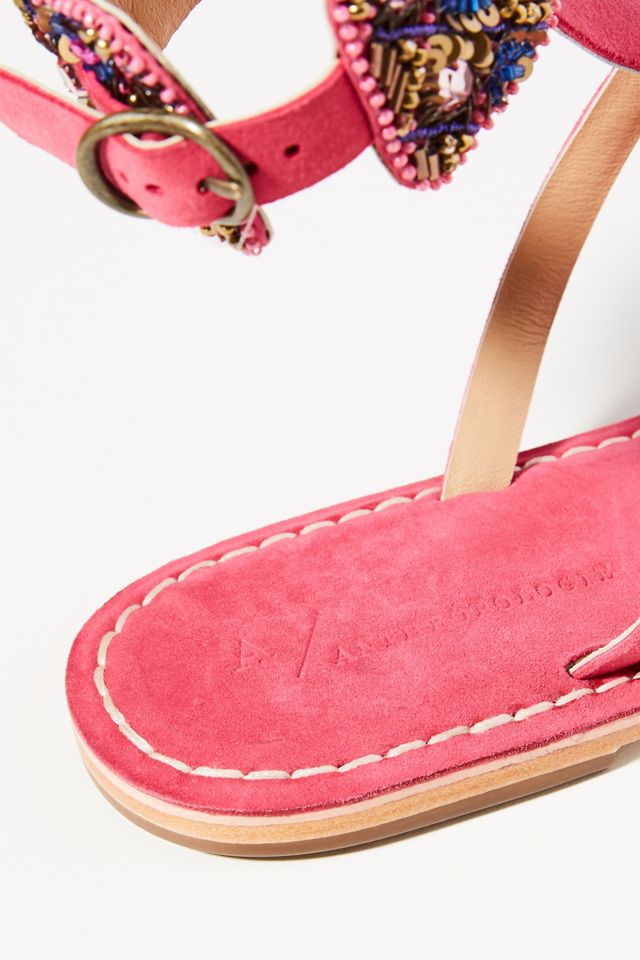 Anthropologie Beaded Ankle Strap Sandals #3