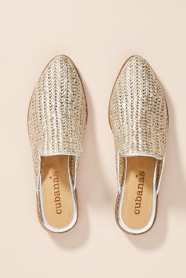 Cubanas Free Woven Leather Slides | Anthropologie