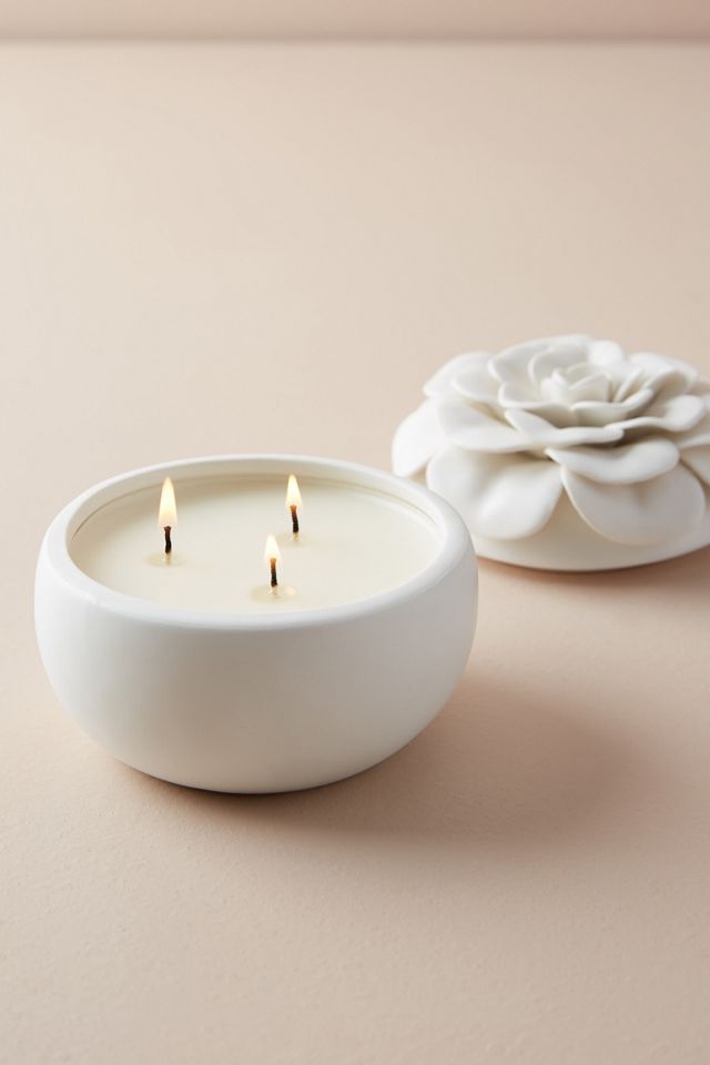 Ceramic Flower Candle #1