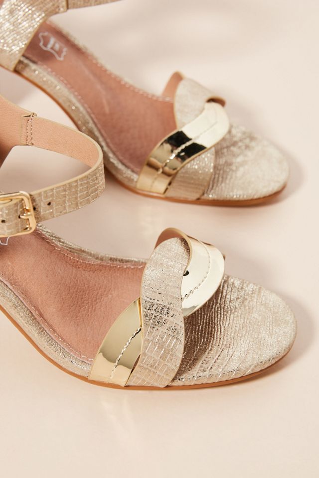 Vanessa Wu Metallic Wave Heeled Sandals #2