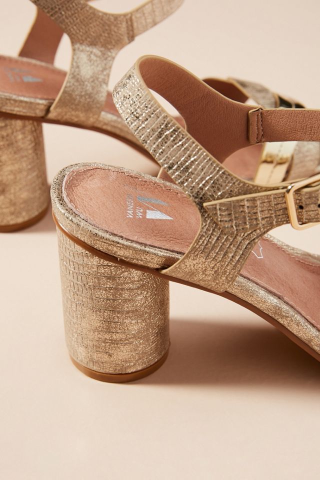 Vanessa Wu Metallic Wave Heeled Sandals #3