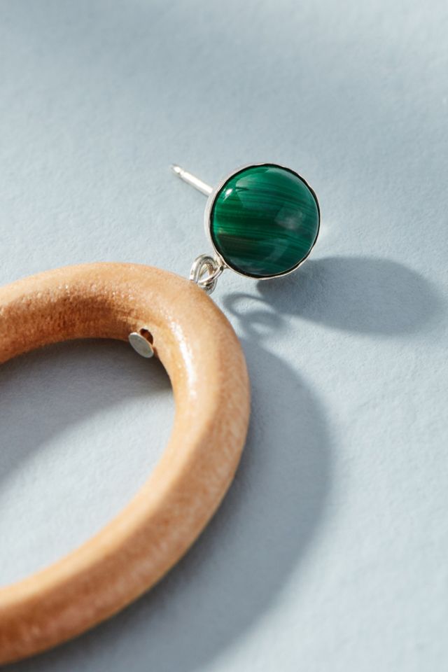 Malachite Hoop Drop Earrings #1
