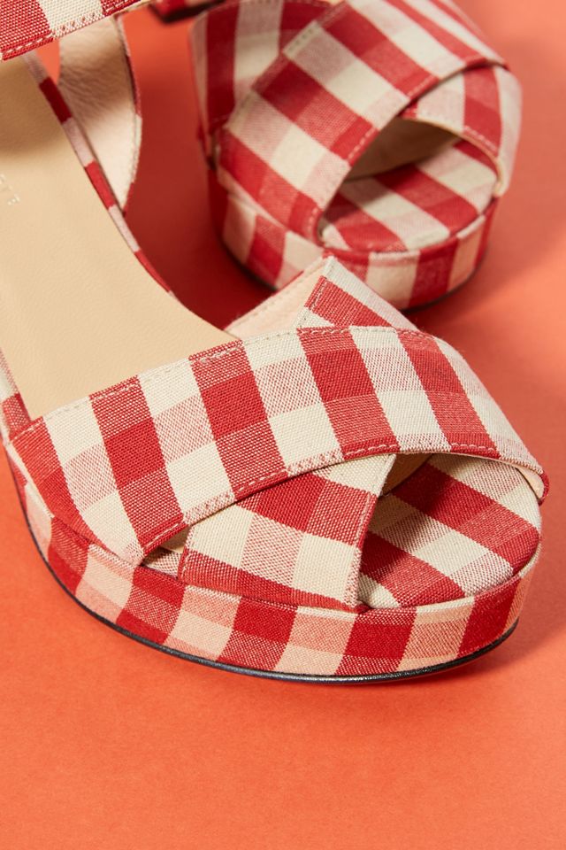 Anthropologie Gingham Platform Sandals #2