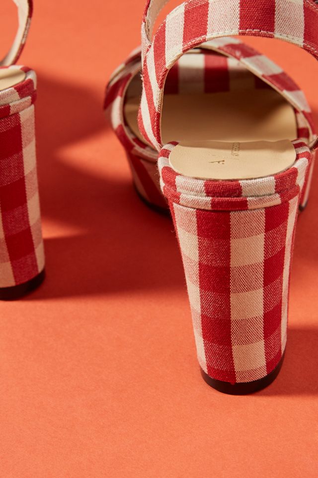 Anthropologie Gingham Platform Sandals #3