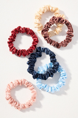 By Anthropologie Satin Hair Ties, Set Of 6 In Brown