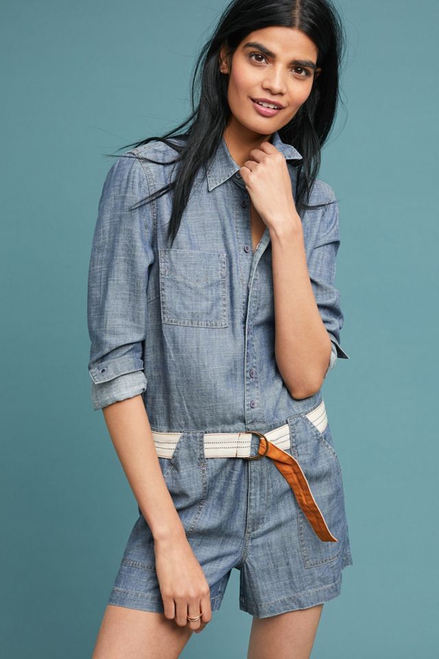 Level 99 Bailey Chambray Romper | Anthropologie