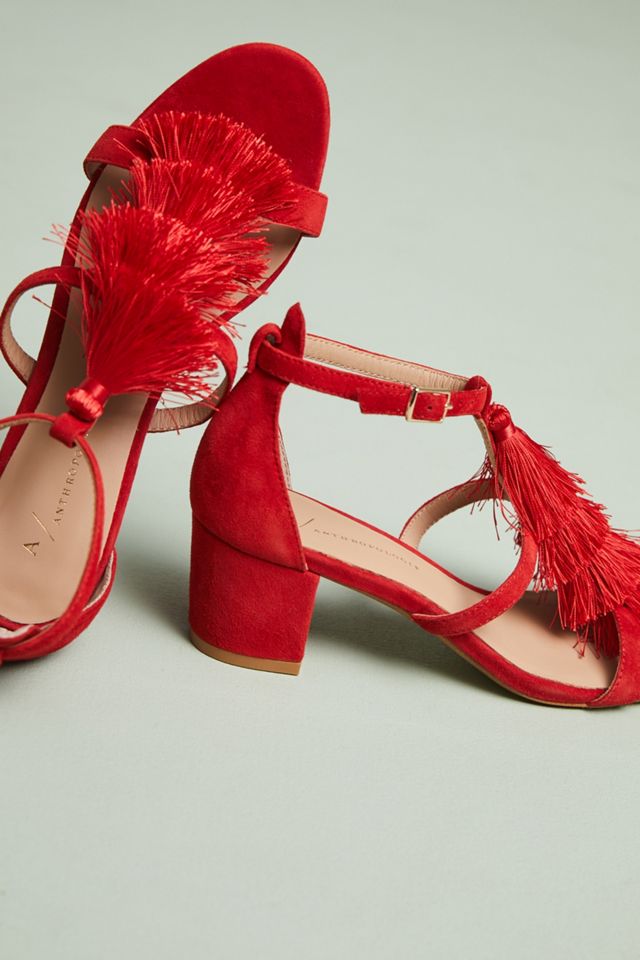 Anthropologie Tassel Heeled Sandals #3