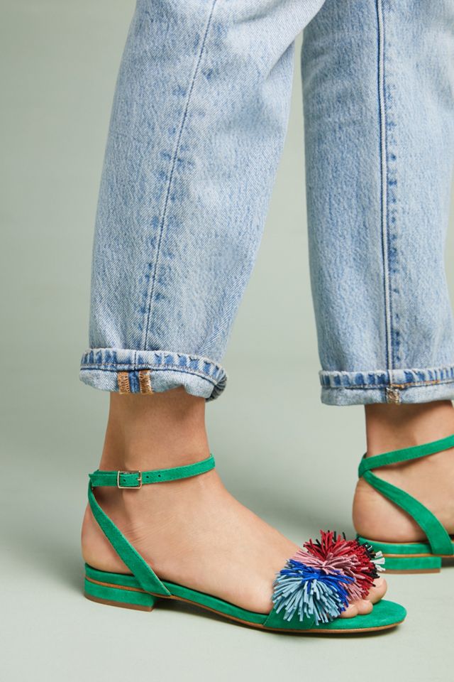 Anthropologie Suede Fringe Sandals #1