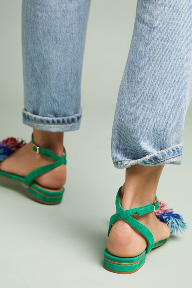 Anthropologie Suede Fringe Sandals #2