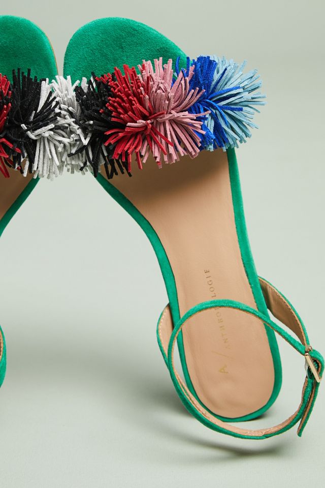 Anthropologie Suede Fringe Sandals #4