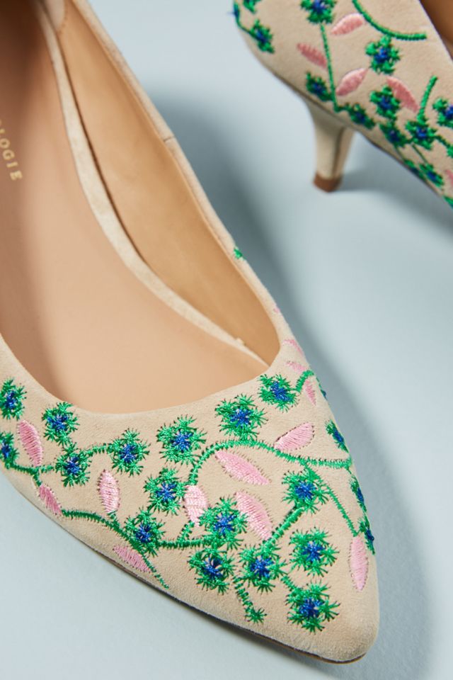 Anthropologie Floral Vine Kitten Heels #2
