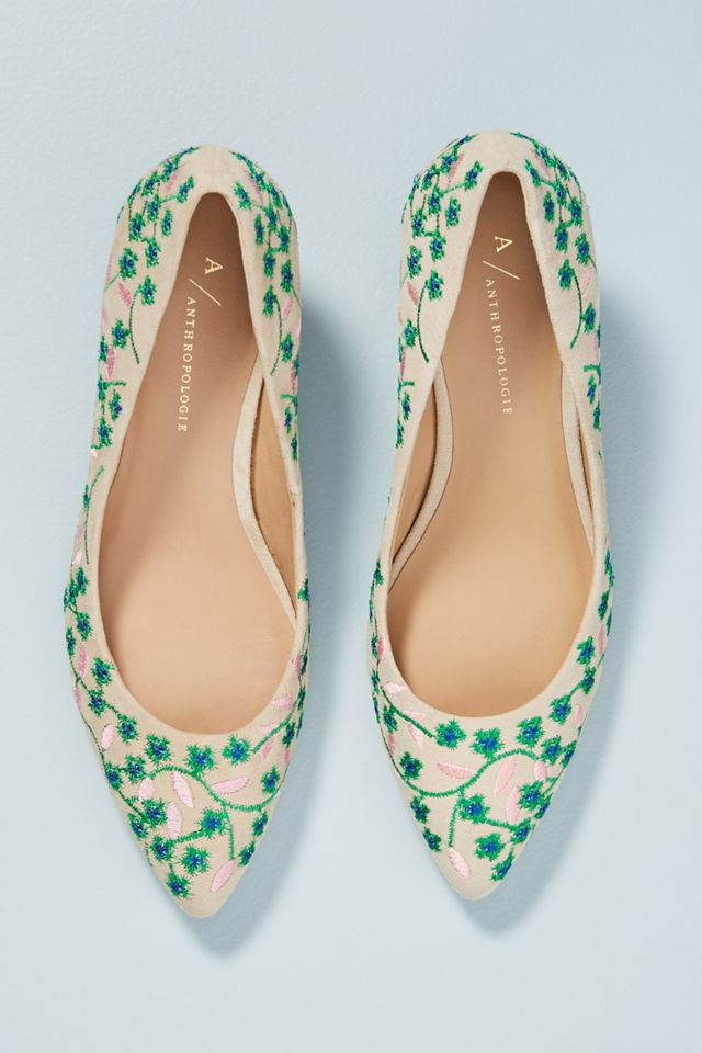 Anthropologie Floral Vine Kitten Heels #1