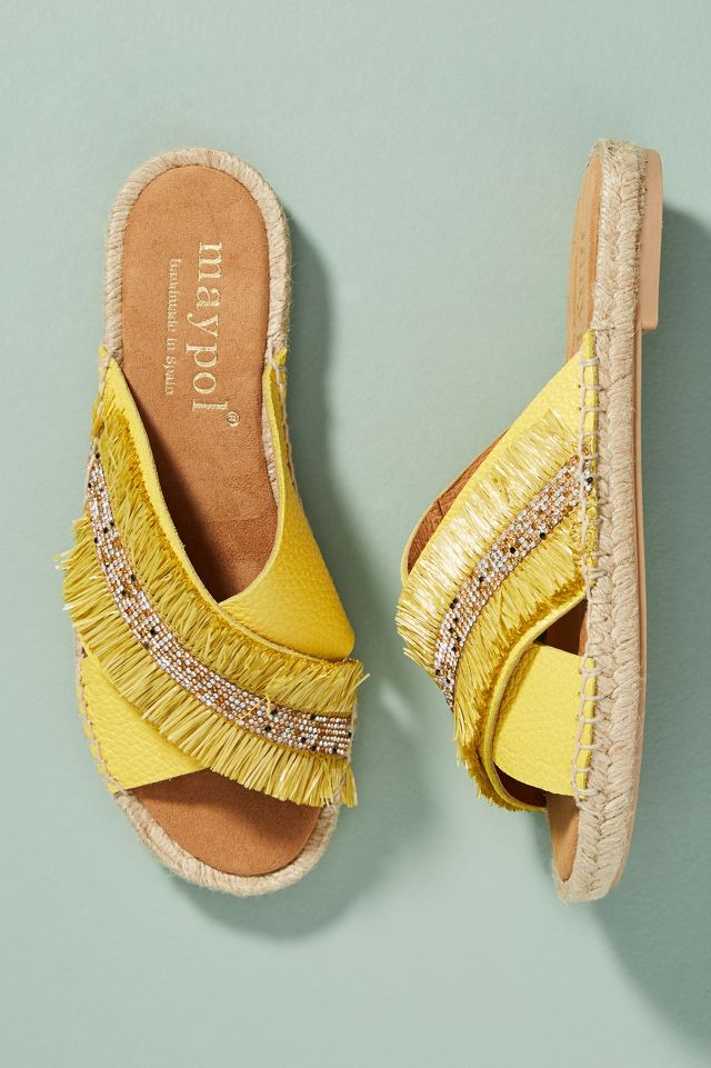 Maypol Fringed Espadrille Slide Sandals #1