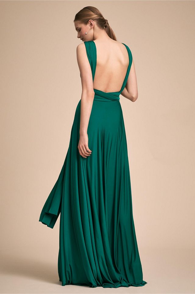 green emerald velvet dress Green Convertible Stretchy Smocked Maxi Dress main image 0