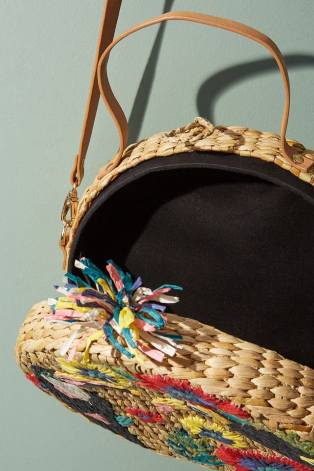 Toucan-Embroidered Straw Crossbody #2