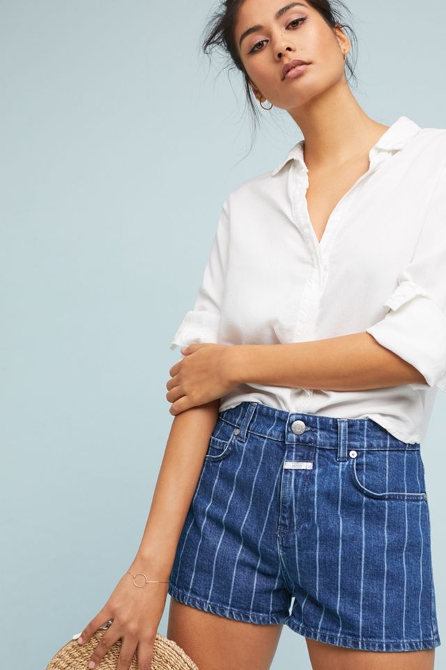 Closed Leni High-Rise Striped Denim Shorts #1
