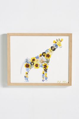 Pressed Flower Giraffe Wall Art