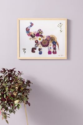 Pressed Flower Elephant Wall Art