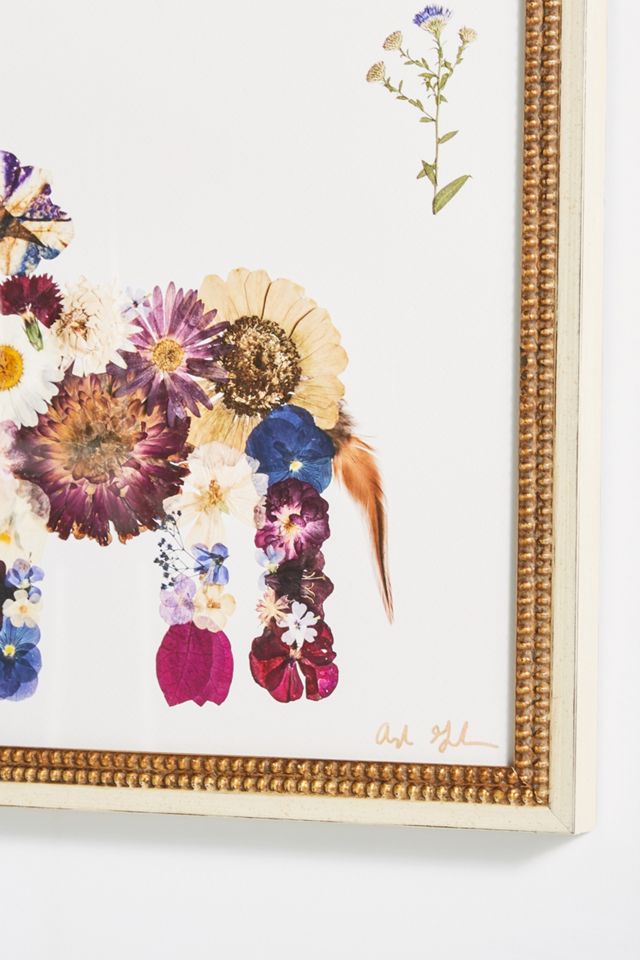 Pressed Flower Elephant Wall Art #1