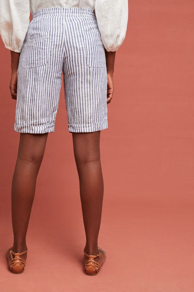 Striped Linen Bermuda Shorts #1
