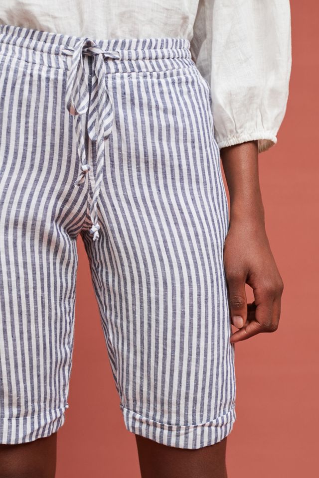 Striped Linen Bermuda Shorts #2