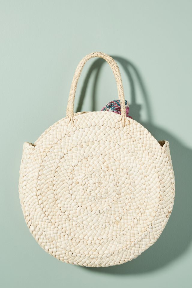 Classic Straw Circle Tote Bag #1