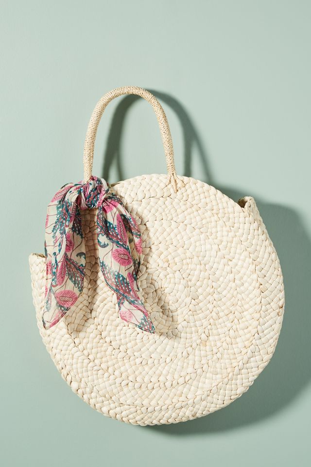 Straw discount circle tote