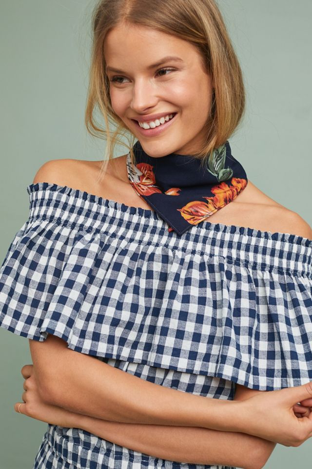 Gingham Off-The-Shoulder Romper #2