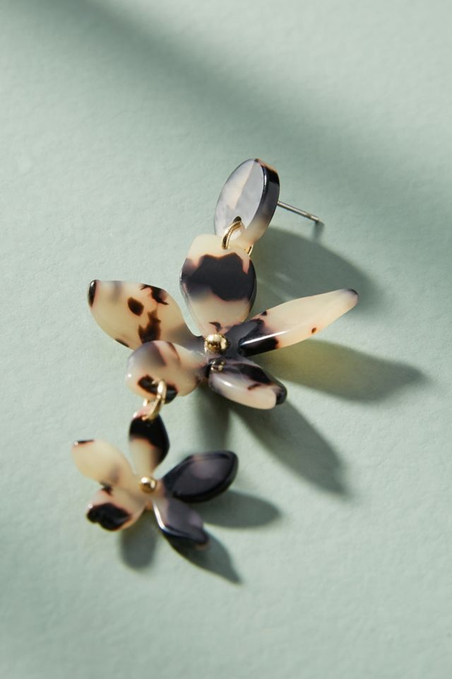 Tortoise Flower Drop Earrings #1