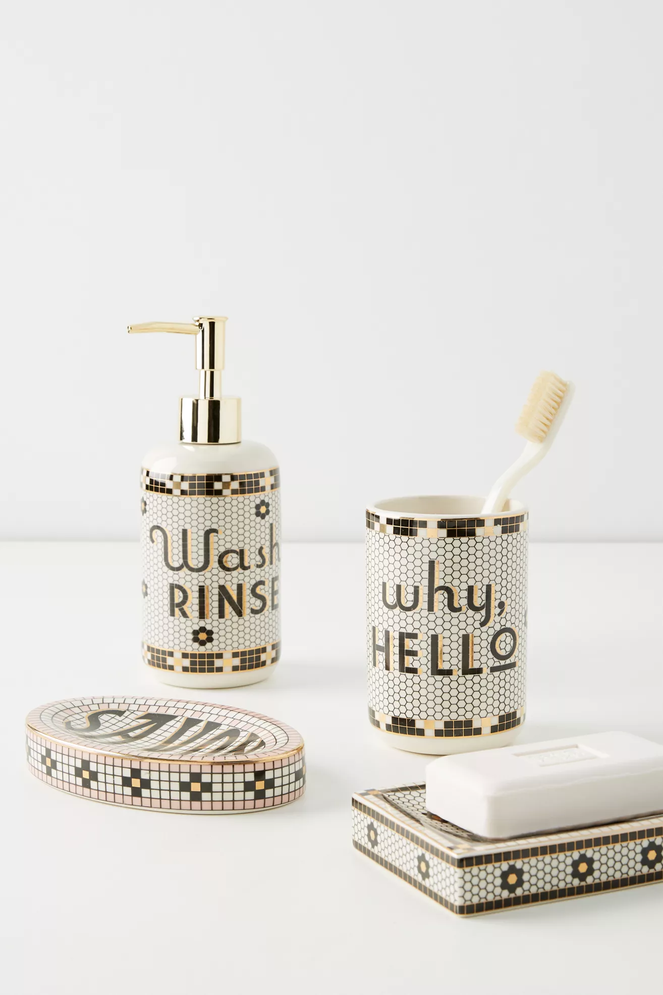 Bistro Tile Stoneware Bath Collection