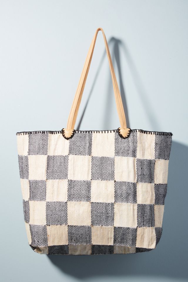 En Shalla Large Checkered Tote Bag #1