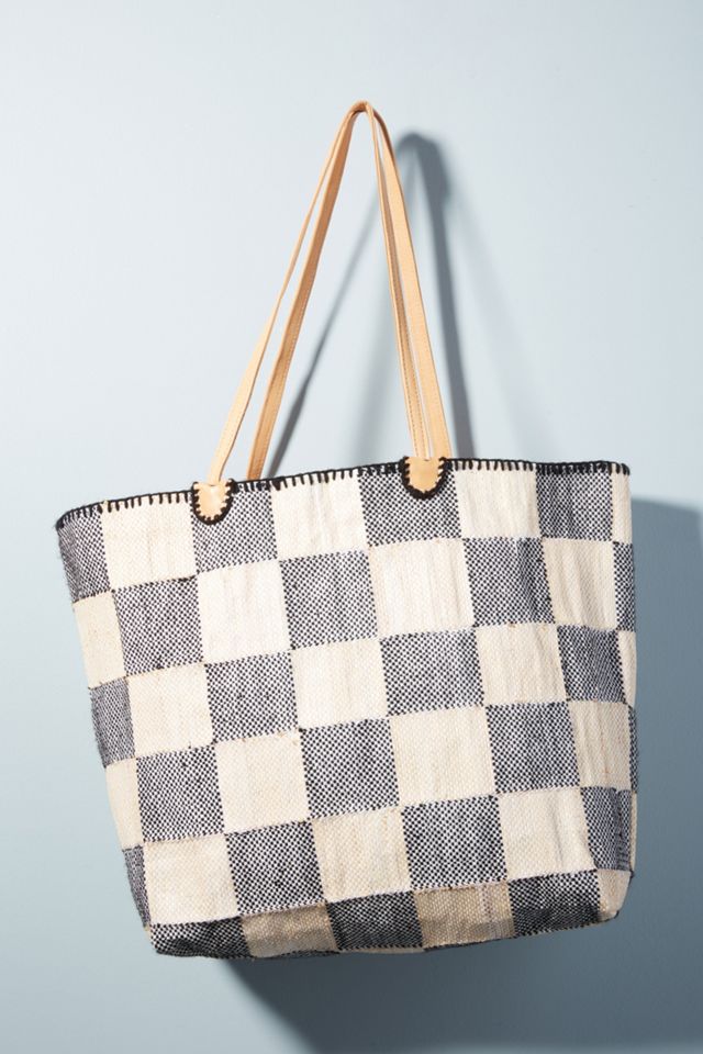 En Shalla Large Checkered Tote Bag