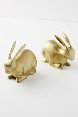 Gilded Bunny Bookends
