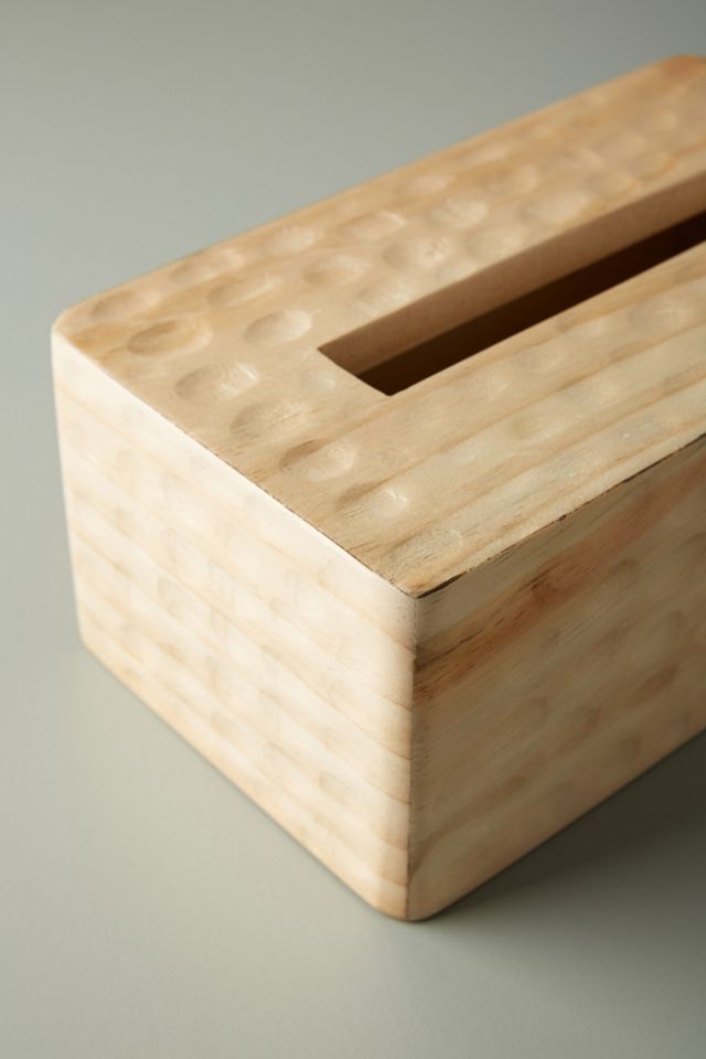 Chiseled Wood Tissue Box #1