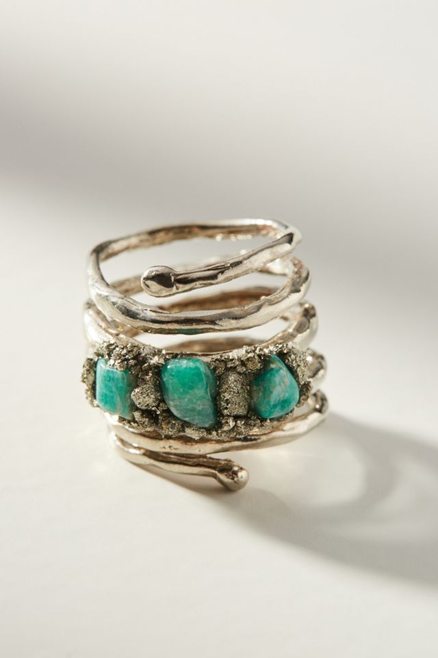 Silver + Stone Wrap Ring #1