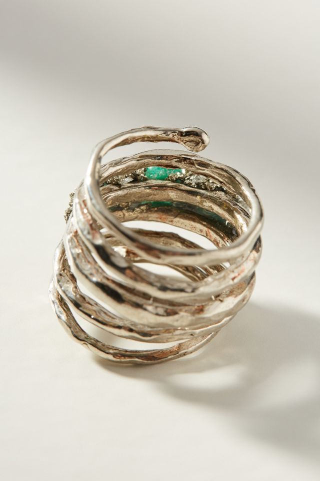 Silver + Stone Wrap Ring #2